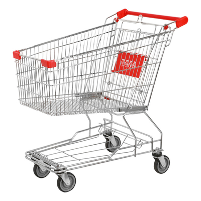 Unfolding Grocery Store High Quality Metal Supermarket Shopping Cart With Coin Lock