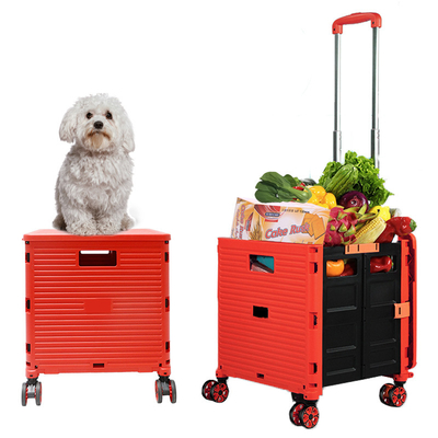 Durable Multifunctional Trolley Grocery Supermarket Shopping Trolley Carts Red Party Shopping Hand Push Trolley With Wheels