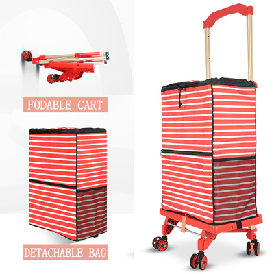 Durable Wholesale Portable Mini Supermarket Shopping Cart 4 Wheels Folding Grocery Cart With Bag Trolley Trolley