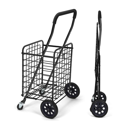 Customized Portable Wire Folding Mesh Shopping Household Metal Trolley Cart
